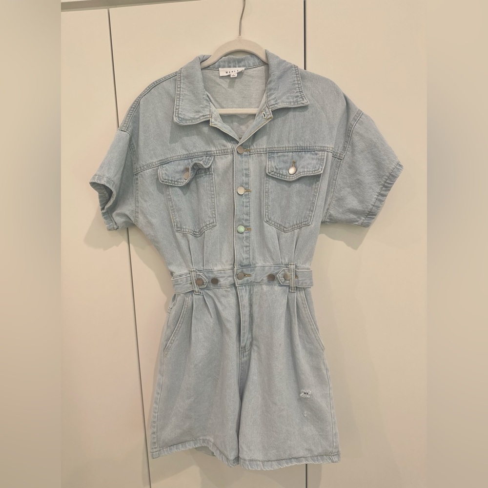 MABLE RETRO/UTILITY STYLE DENIM ROMPER